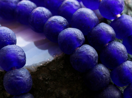 set/2 TRADE BEADS - Handelskralen uit Ghana - ca 14 mm - Kobalt Blauw