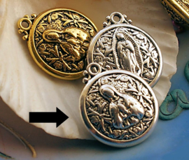 1 double-sided Pendant/Charm: Mary - 24 mm - Antique Silver or Gold tone