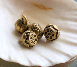 set/2 Spacer Charms: Lotus - 9x8 mm - Antique Silver or Bronze tone Metal