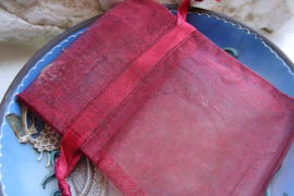 set/10 Organza pouches with satin ribbon - 99x75 mm - Burgundy