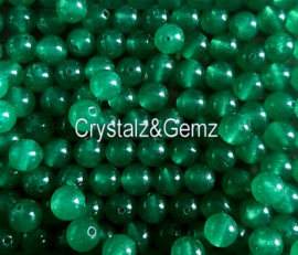 set/6 beads:  Agate - Round - 8 mm - Celadon Green