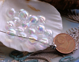 set/20 Beads: 8 mm - Soap Bubble Iridescent Transparant