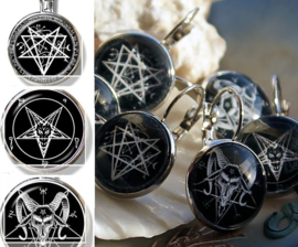 Paar Oorbellen: Inverted Pentagram Baphomet - 3 opties - Satanic Occult Black Metal