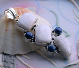 Mooie Hanger: Agaat + Jaspis + Lapis Lazuli - Verzilverd - 66 mm