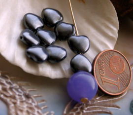 set/9 Beads: Pearl Heart - 8 mm - Tahiti Black
