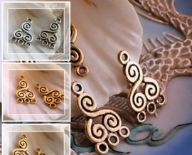 set/2 Hangers/3-Rij Verdelers/Chandelier: Triskelion - 22x13 mm - Antiek Zilver/Goud/Goud R. Kleur Metaal