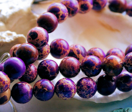 set/5 beads: Sediment Jasper - Round - 8,6 mm - Violet-Purple with Earth tones