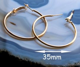 Paar Oorbellen/Creolen: Ringen (voor bedel naar keuze) - 25 tot 50 mm - Goud kleur
