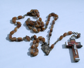 Antique French Rosary from Lourdes wit Mother of Pearl - Brown