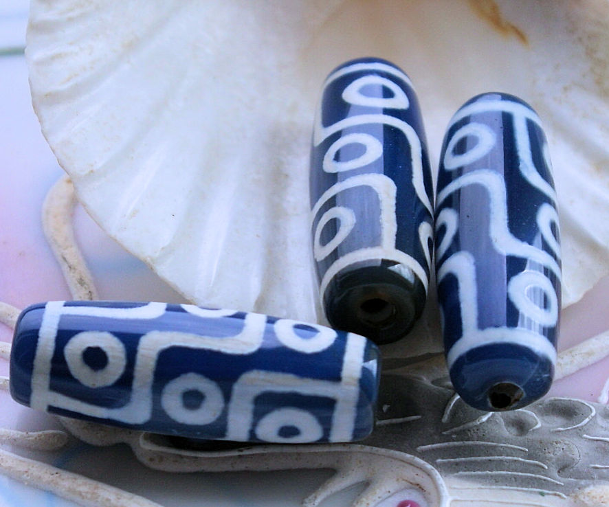 1 Grote Tibetaanse DZI Gebedskraal: 9 Eyes Bead - Agaat - ca 30 mm lang