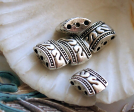 Set/5 Beads: 3-Way Divider - 11x8x5 mm - Antique Silver Tone Metal