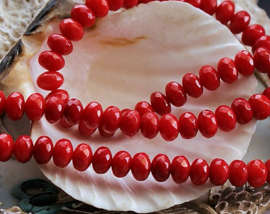 set/5 beads: JADE - 6 mm - Red - Round or Faceted