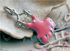 1 Enamel Charm: Ballet Dress - 24x14 mm - Pink