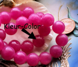 set/5 kralen: echte JADE - Rond - 10 mm - Fuchsia Roze