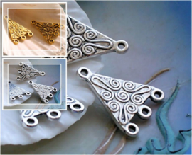set/2 Bedels/(Oorbel)Chandelier/Verdeler: Swirl Decoratie - 22 mm - Antiek Zilver of Antiek Goud kleur