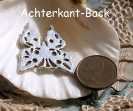 1 Bedel: Vlinder - 26 mm - Antiek Zilver Kleur Metaal