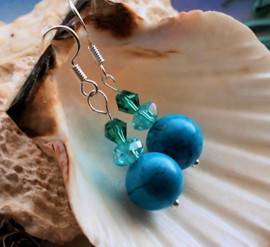 C&G Gemstone Earrings: Turquoise Howlite & Facetted Glass