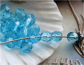 set/20 Beads: CZECH GLASS - Faceted - 6 mm - Aqua Blue