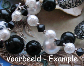 set/4 large Beads: Pearl Glass - Round - 14 mm -  Onyx Black