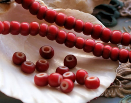 set/15 ANTIQUE TRADE BEADS: Africa Europe - White Heart - 5,5 mm - Red