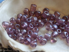 set/100 beads: Spacer Glass - appr 4x3 mm - Transparant Amethyst Luster