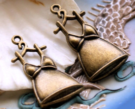 1 Charm: Dress on Clothes Hanger - 32 mm - Antique Bronze Tone