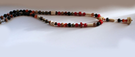 C&G Ritual Necklace: BloodRed - Bone Skull Gemstones Coral