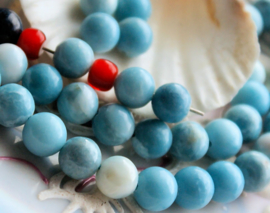 set/6 Kralen: prachtig echt Larimar - Rond - 8,3 mm set/6 Kralen: prachtig echt Larimar - Rond - 8,3 mm