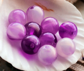 set/10 beads: Magic Glow - Round - 10 mm - Violet