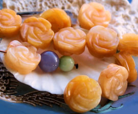 1 beautiful bead: JADE - ROSE - 16 mm - Amber shades