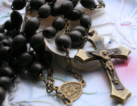 Antique Rosary - Darkbrown and Brass