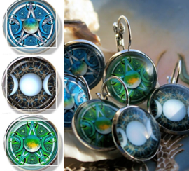Earrings: Wicca Moon Pentagram - 3 options