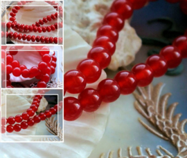 set/5 beads: JADE - 6 mm - Red - Round or Faceted