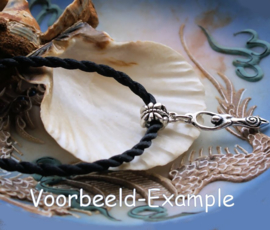 Set/5 Koord Armbanden - ca 19 cm - Zwart - ook leuk voor bedels