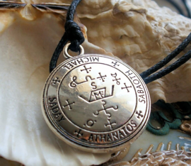 Amulet Pendant (35 mm) on Cord-Necklace - Archangel Michael - Antique Silver toner