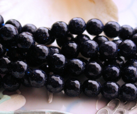 set/5 beads: Goldstone - Round FACETED - 7,5 mm - Dark Blue