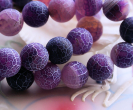 set/4 beads: Dragon Scale Agate - Round - 12 mm - Frost - Violet Purple