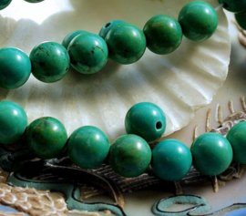 set/5 kralen: Echt Groen Turquoise - Rond - 7,4 of 8 mm