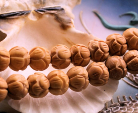 set/3 Prayer Beads made of Smoked Bone - LOTUS - 10x8 mm