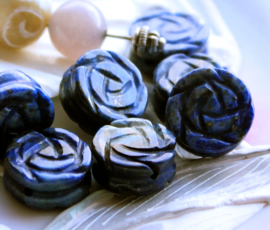 1 bead: Lapis Lazuli - ROSE - 14 mm - Darkblue