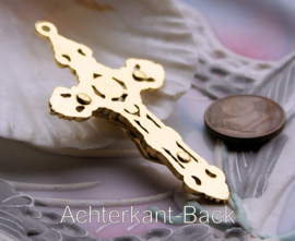 Grote Hanger: Kruis - Gothic - 54 mm - Antiek Goud/Koper Kleur