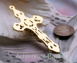 Pendant: Large Gothic Crucifix - 54 mm - Antique Gold/Brass Tone