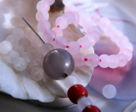 set/9 beads: Rose Quartz - MATTE - Round - 4,5 mm - pale Pink