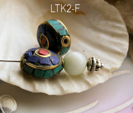 1 handgemaakte Tibetaanse Kraal: Koper met echt Lapis Lazuli en/of Turquoise & Koraal  - div. opties LTK2