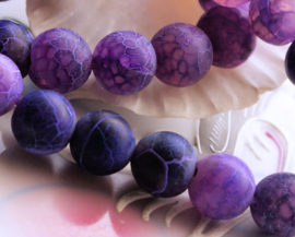 set/4 beads: Dragon Scale Agate - Round - 12 mm - Frost - Violet Purple