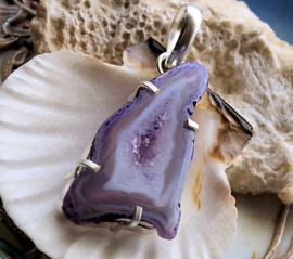 Pendant: Lilac-Purple Agate Geode Druze - SP - 57 mm