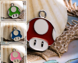 1 Enamel Charm: MARIO - Super/1 UP/Mini Mushroom - 24 mm