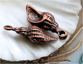 1 Charm: Shell Snail Conch - 22 mm - Antique Copper tone