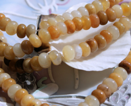 set/5 beads:  Jade - Heishi Disc - 8,3x5mm - Honey Amber Sand tones
