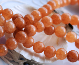 set/5 beads: Red Aventurine - Round - 8,4 mm - Warm Orange-Pink